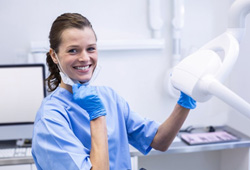 Dental hygienist smiles