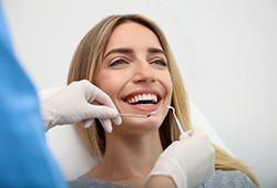 A woman who’s about to receive cosmetic dentistry
