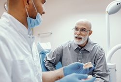 man at a dental implant consultation 