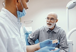 man at a dental implant consultation
