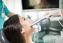 Patient receiving intraoral images