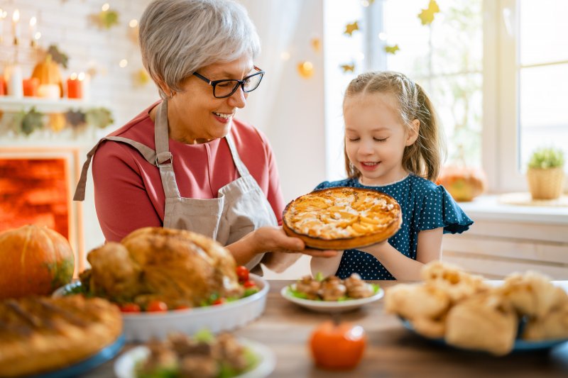 Grandmother and granddaughter on Thanksgiving