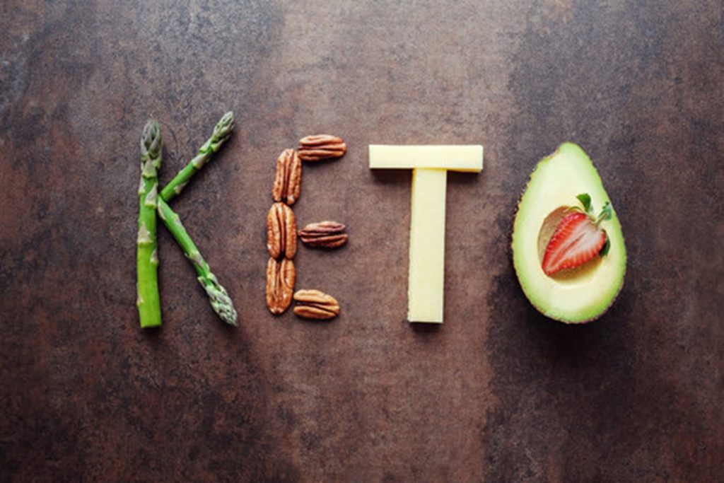 foods spelling out the word “keto”